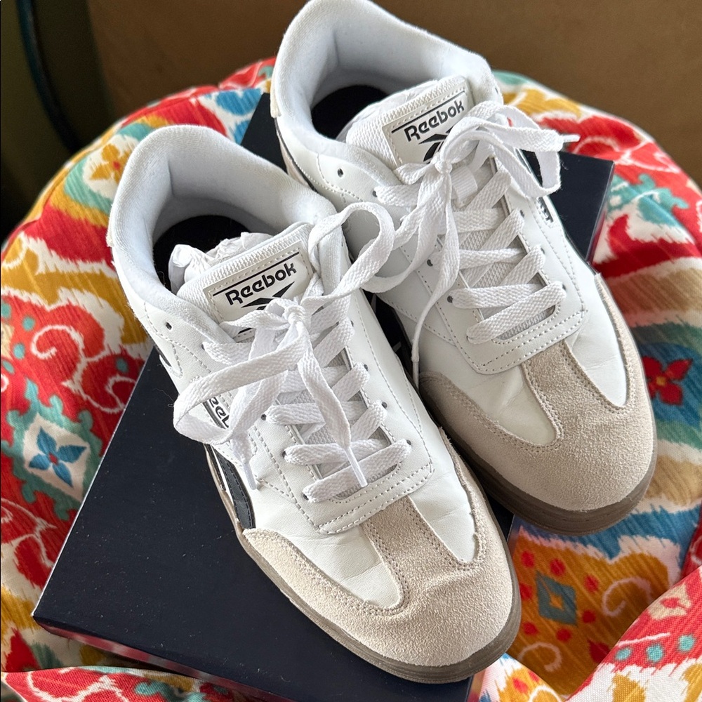 Reebok Classic White and Beige Sneakers